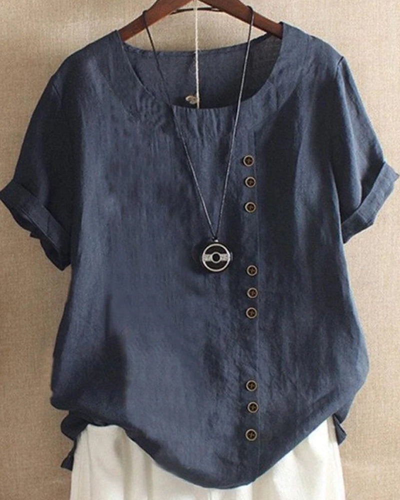 Marion | Damen Sommer Lässige Bluse mit Knopfdetail