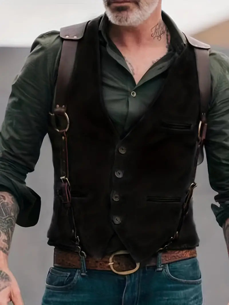 Jakob | Herren Weste im Western-Stil mit Harness-Design