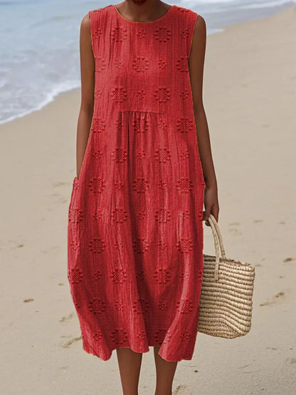 Beatrice | Damen Ärmelloses Boho-Midikleid für den Strand