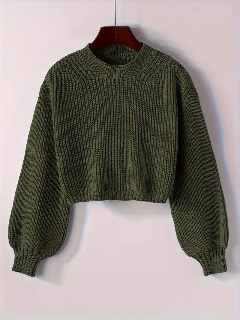 Magdalena | Damen Winter-Cropped Rippstrick-Pullover