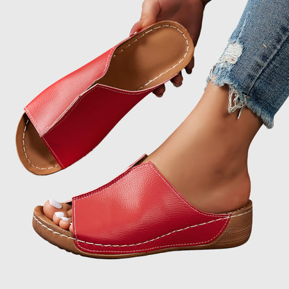 Lydia | Damen Offene Slip-On Keilabsatz-Sandalen