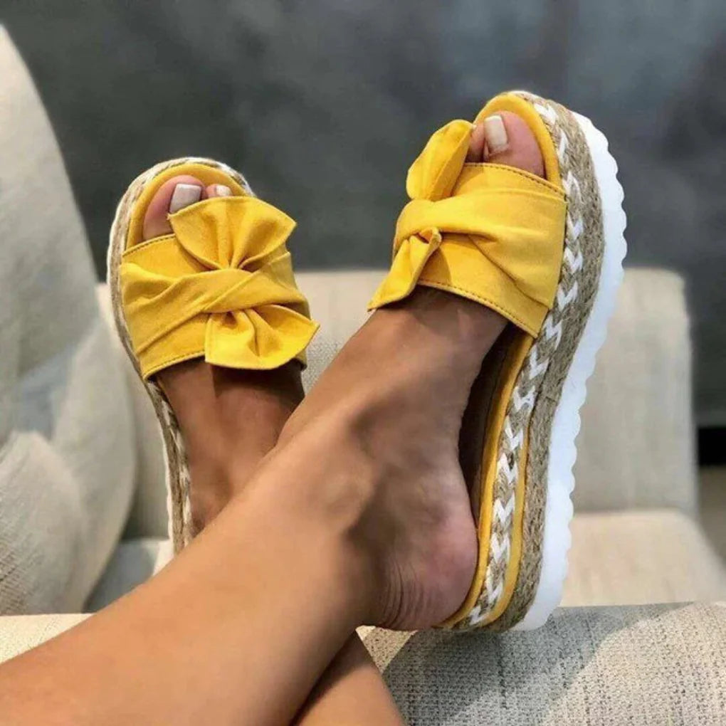 Gabriela | Damen Frühlings Slip-On Plateau-Sandalen mit Schleife