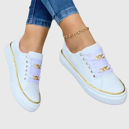 Lara | Damen Frühlings Legere Samt-Schnür-Sneaker