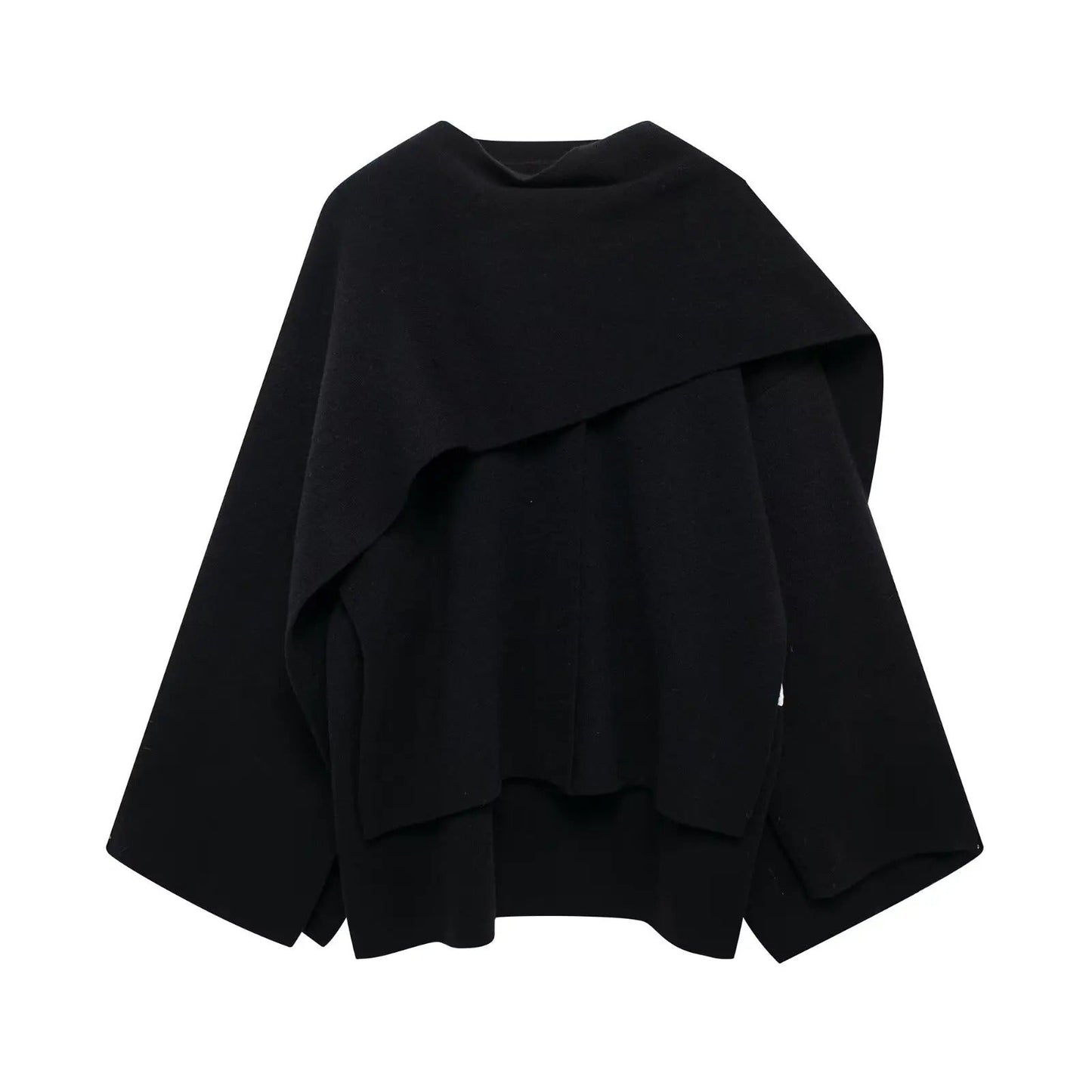 Stefanie | Damen Eleganter Drapierter Cape-Mantel