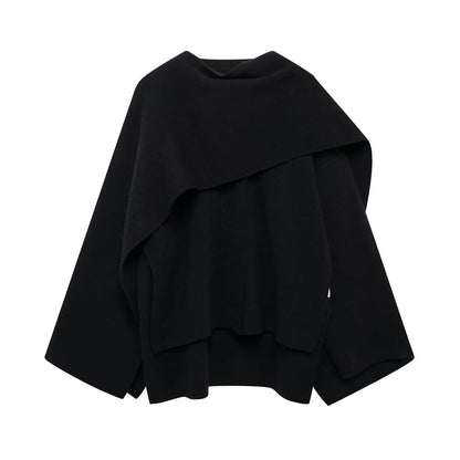 Stefanie | Damen Eleganter Drapierter Cape-Mantel