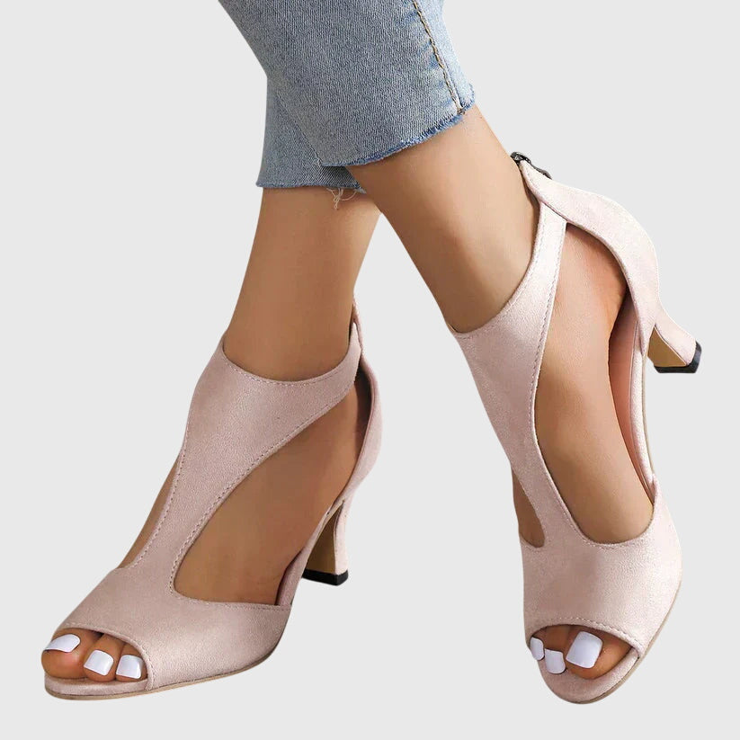 Jessica | Damen Frühlings Riemchen-Sandaletten mit Cutout und offener Zehe