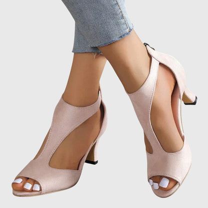 Jessica | Damen Frühlings Riemchen-Sandaletten mit Cutout und offener Zehe