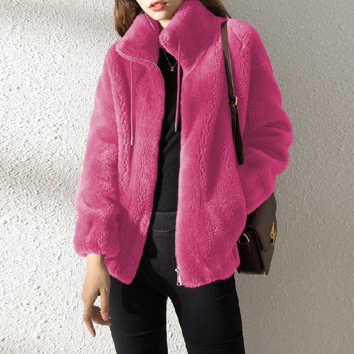 Sabina | Damen Gemütliche Winterjacke aus Kunstfell