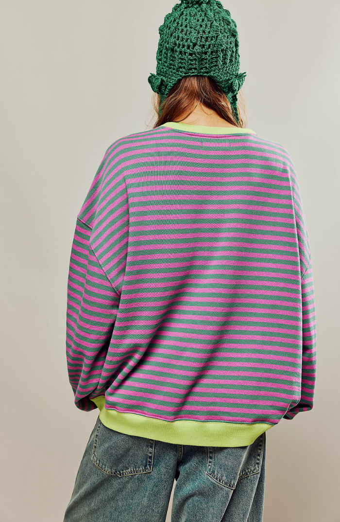 Martina | Damen Gestreifter Rundhals-Pullover für den Frühling