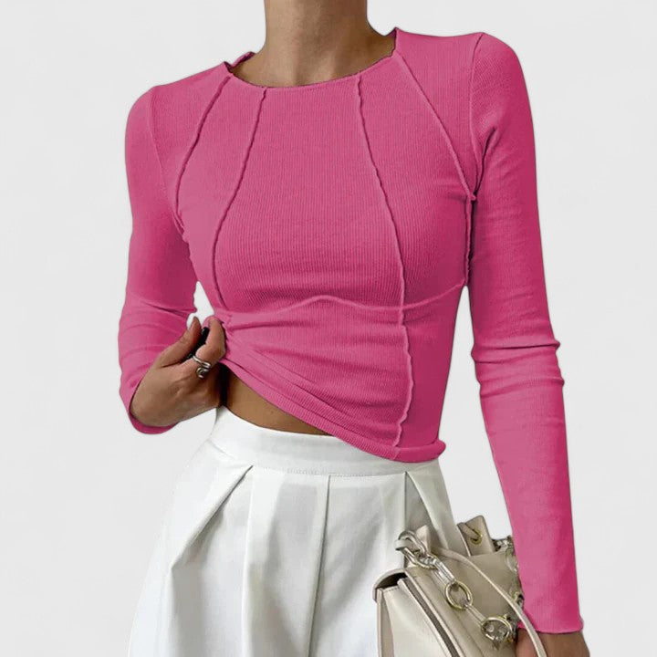 Stefanie | Damen Lässiges Langarmshirt, Enganliegend