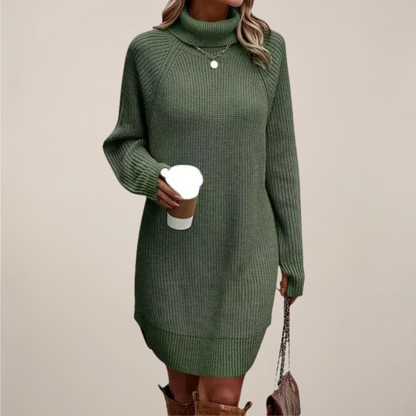 Christa | Damen Rollkragen-Pulloverkleid mit langen Ärmeln