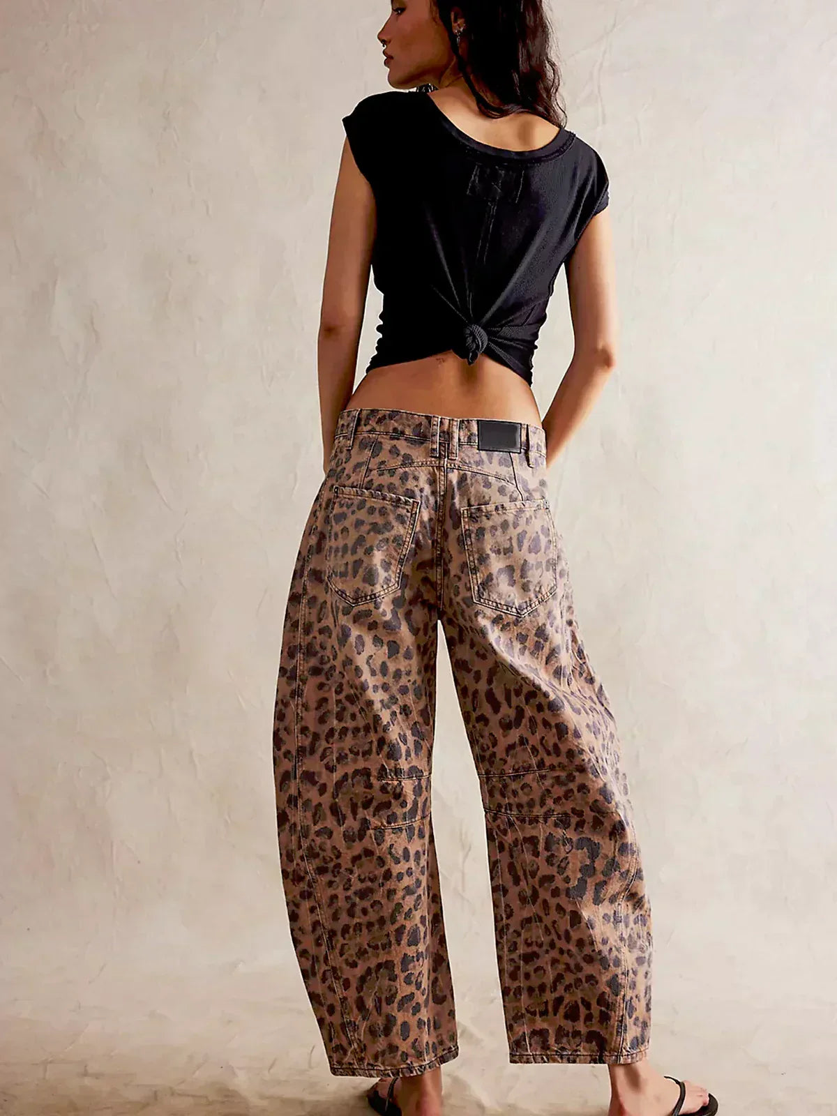 Lena | Damen Locker geschnittene Jeans mit Leopardenmuster