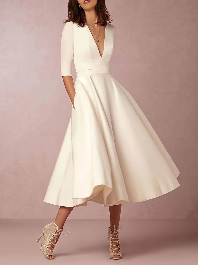 Franziska | Damen Glockenförmiges Midi Kleid für Hochzeitsgäste