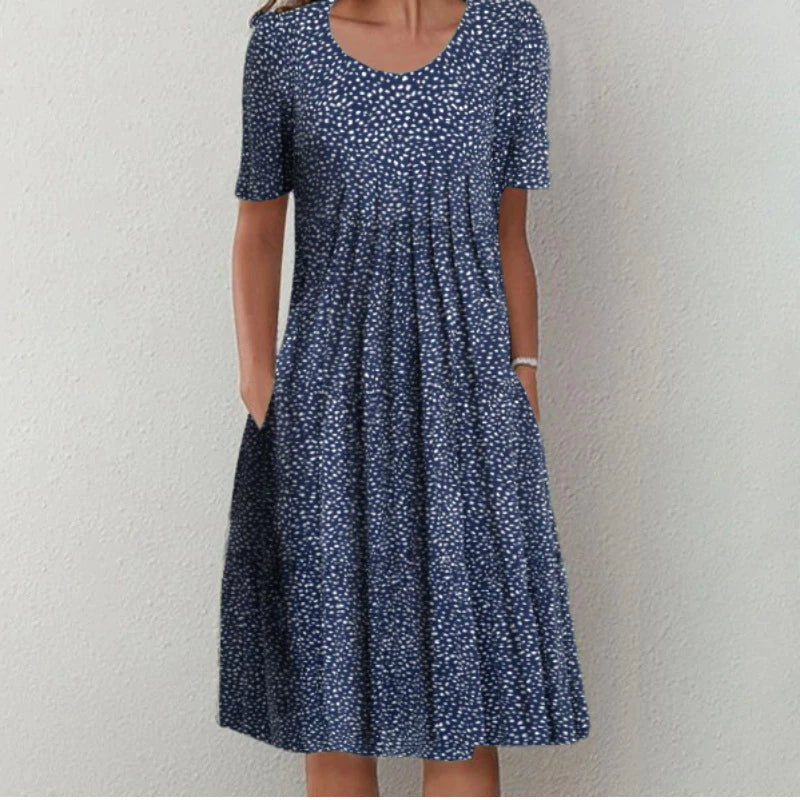 Carolin | Damen Kleid mit Blumenmuster und kurzen Ärmeln