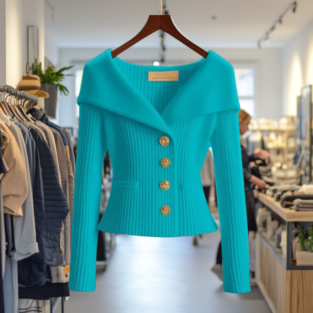 Daniela | Damen Modischer Gerippter Pullover mit Knöpfen