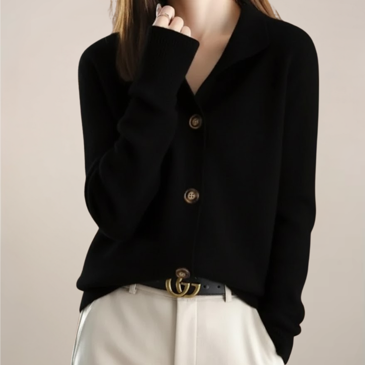 Carmen | Damen Frühling Cardigan mit Kragen und Knöpfen