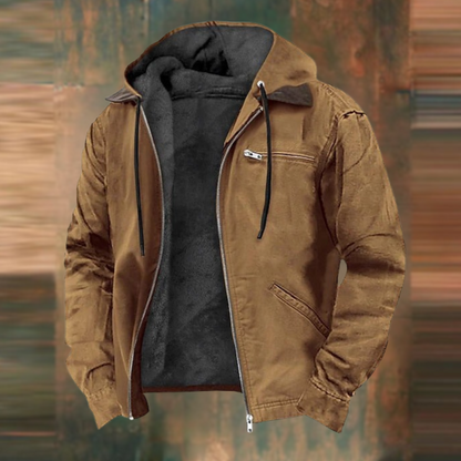 Peter | Herren Warme Winterjacke mit Kapuze und Reißverschluss