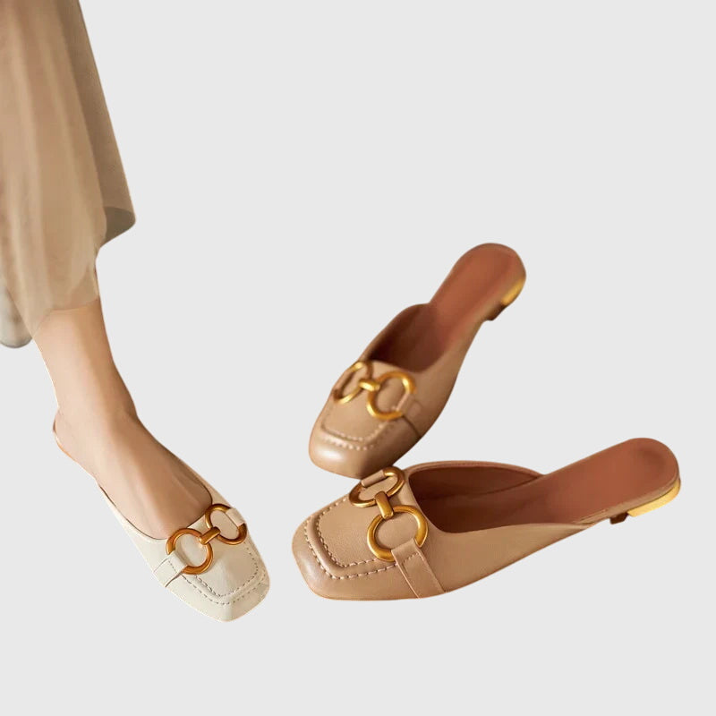 Kerstin | Damen Slip-On Sandalen mit Schnallendesign