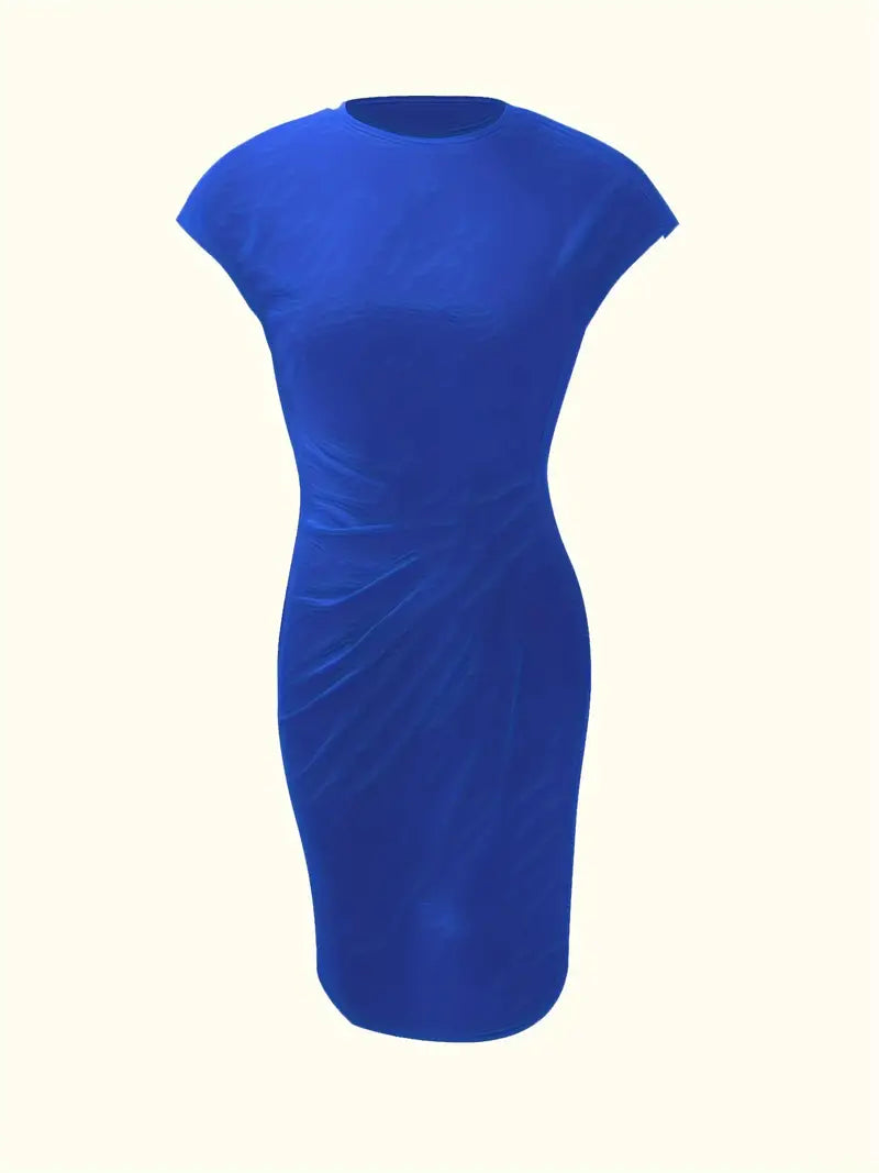 Claudia | Damen Midikleid mit kurzen Ärmeln und Raffung