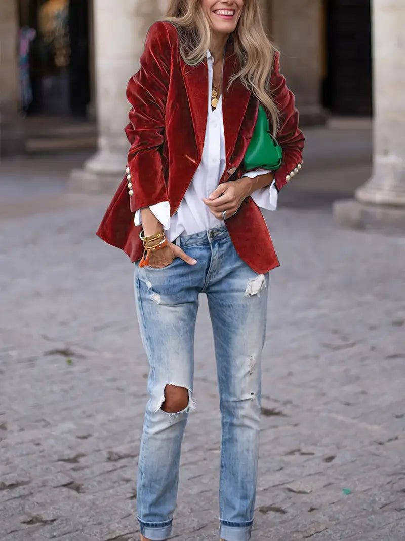 Emilia | Damen Klassischer Blazer mit Ein-Knopf-Verschluss