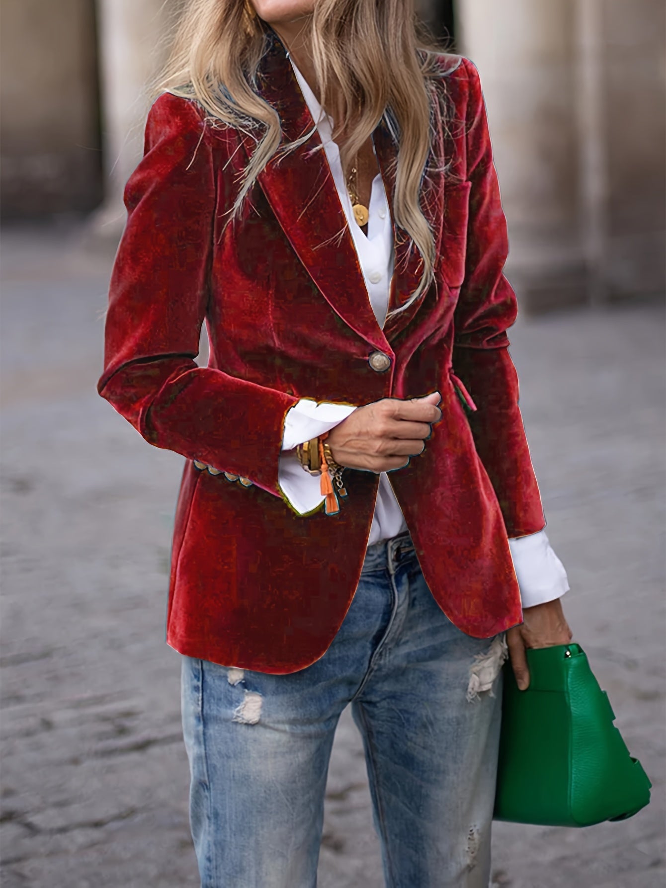 Maja | Damen Trendiger Weicher Samt-Blazer im Casual-Fit