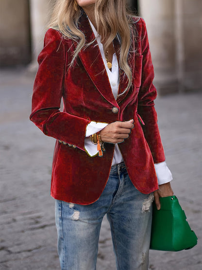 Maja | Damen Trendiger Weicher Samt-Blazer im Casual-Fit