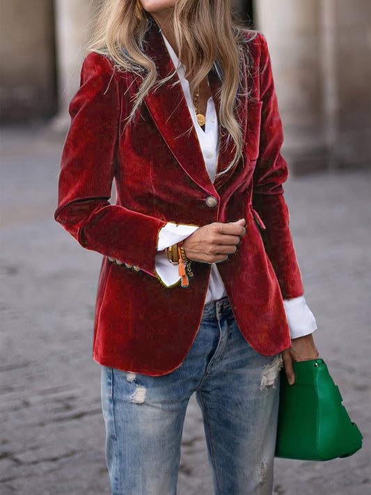Maja | Damen Trendiger Weicher Samt-Blazer im Casual-Fit