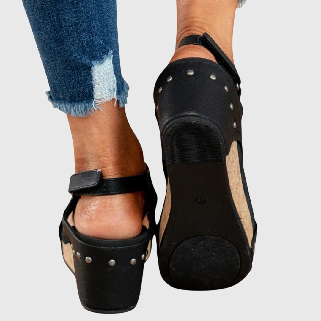 Franziska | Damen Offene Zehen Slingback Keilabsatz-Sandalen