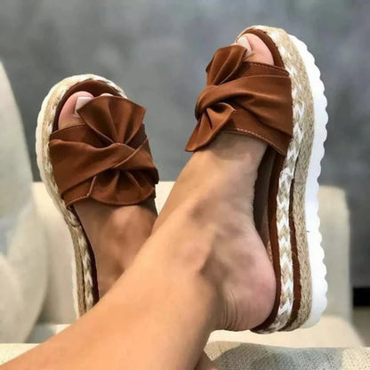 Gabriela | Damen Frühlings Slip-On Plateau-Sandalen mit Schleife