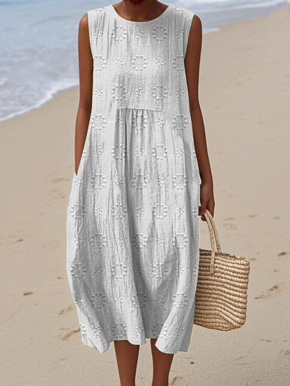 Beatrice | Damen Ärmelloses Boho-Midikleid für den Strand