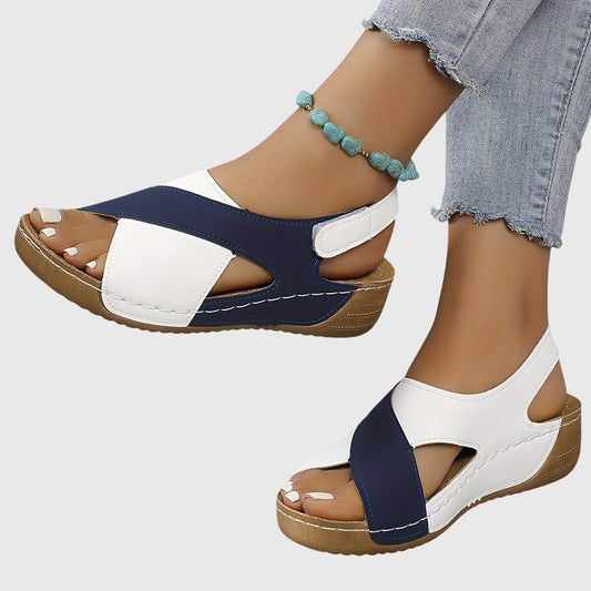Jacqueline | Damen Lässige Peeptoe Keilabsatz-Sandalen