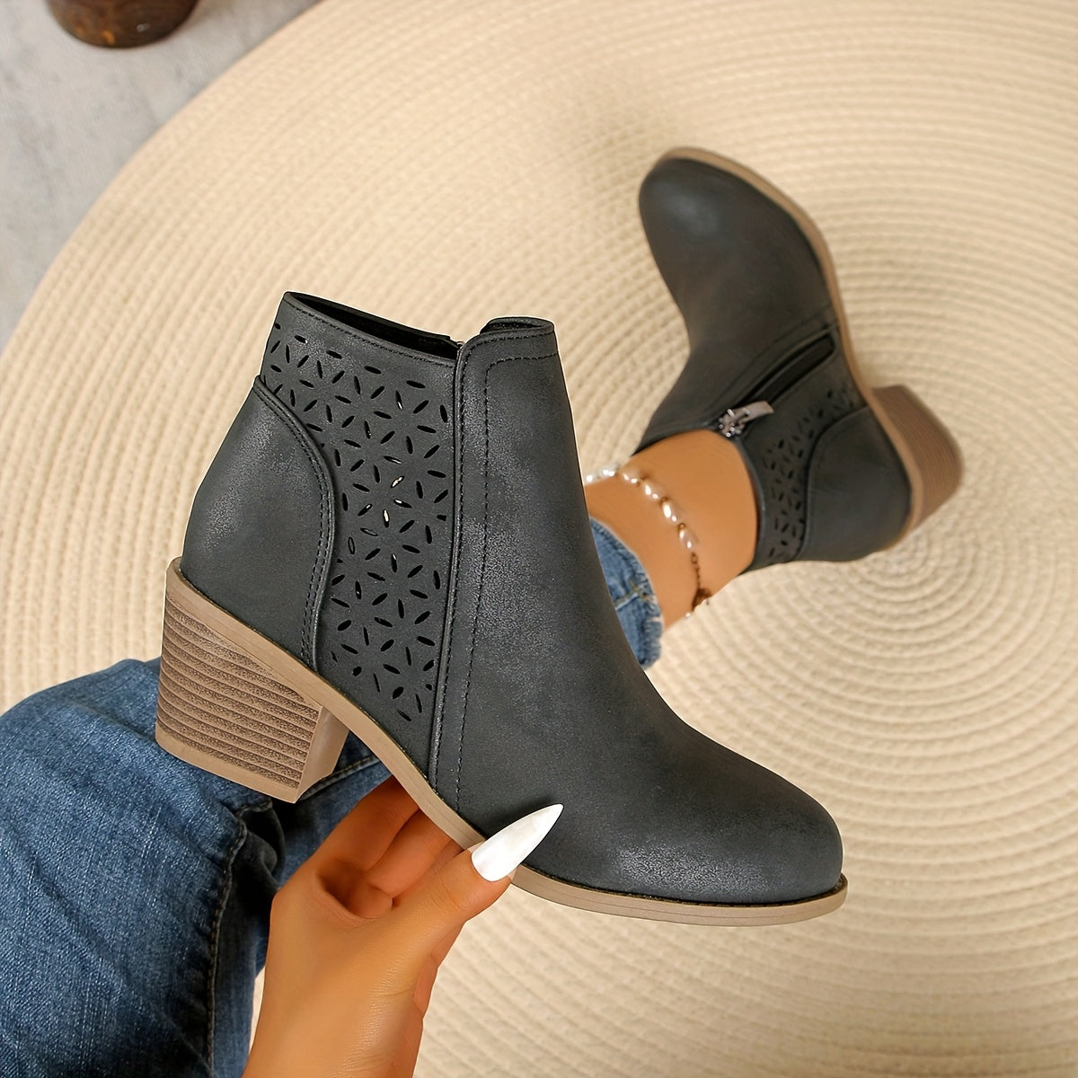 Jessica | Damen Stiefeletten zum Hineinschlüpfen mit seitlichem Reißverschluss