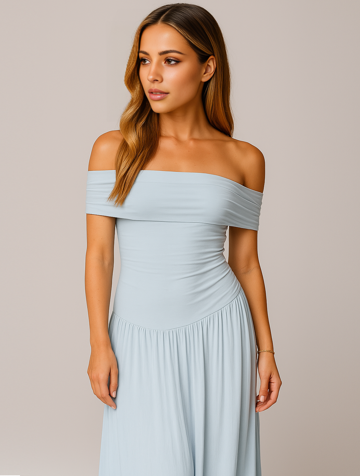 Doris | Damen Falten Maxi Kleid für Hochzeitsgäste