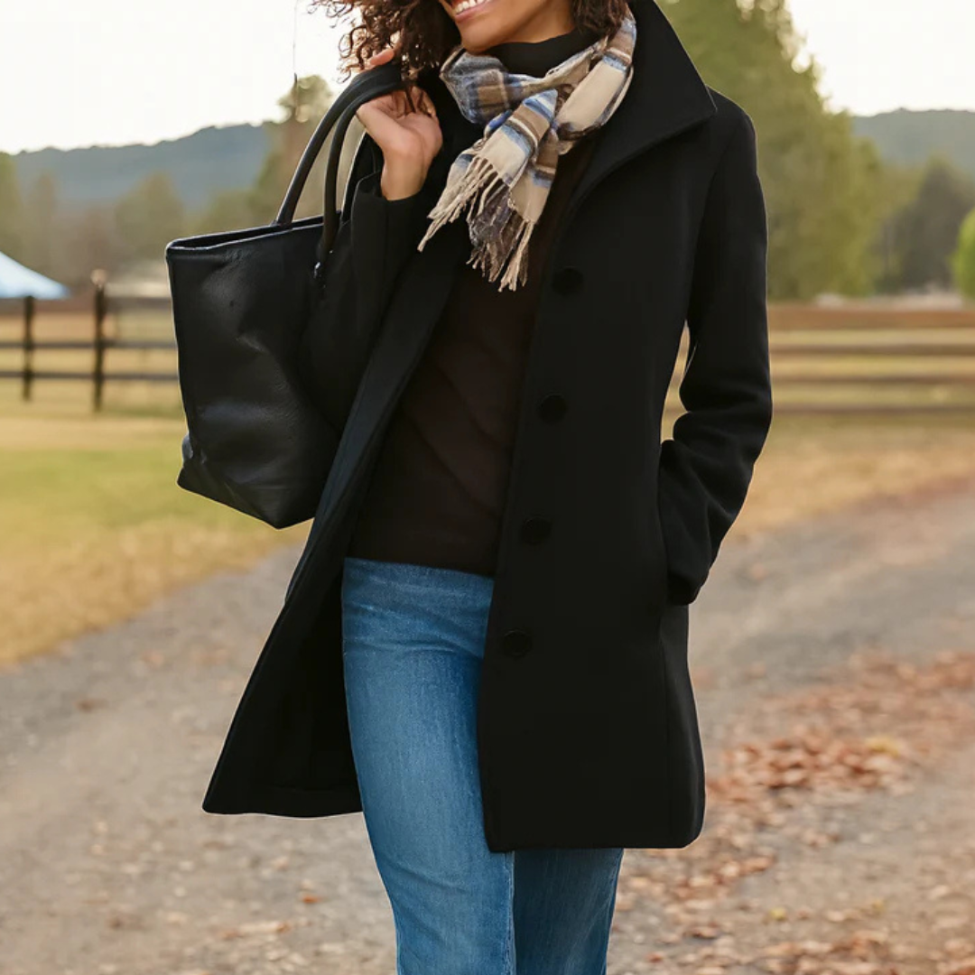 Beatrice | Damen Klassischer Mantel mit Knopfleiste vorne