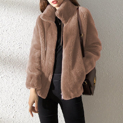 Sabina | Damen Gemütliche Winterjacke aus Kunstfell