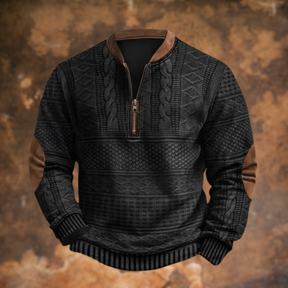 Andreas | Herren Vintage Halb-Reißverschluss Kabelstrickpullover