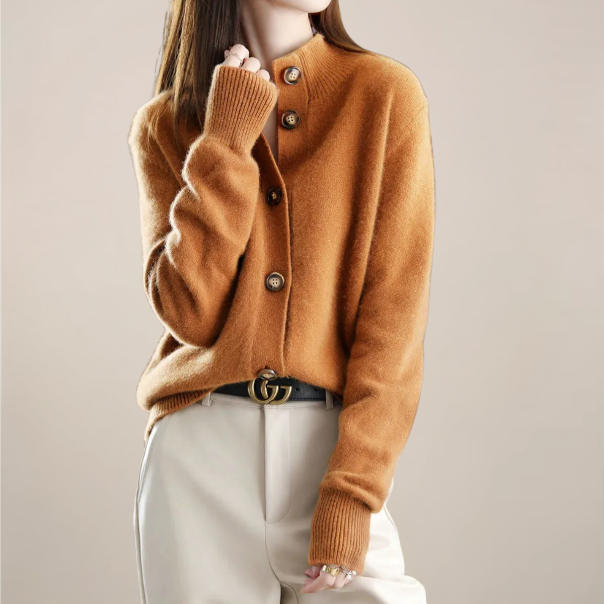 Carmen | Damen Frühling Cardigan mit Kragen und Knöpfen