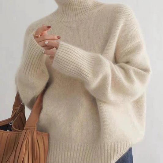 Elke | Damen Frühlings Oversize Rollkragenpullover