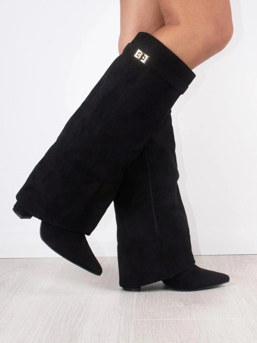 Jessica | Damen Herbst Slouchy Zip-Up Kniehohe Stiefel
