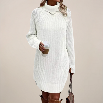 Christa | Damen Rollkragen-Pulloverkleid mit langen Ärmeln