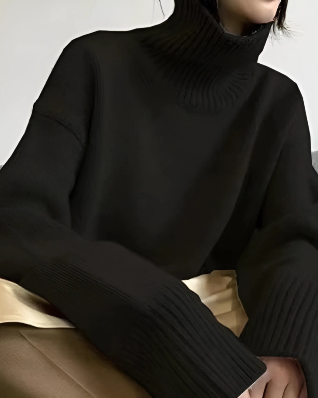 Elke | Damen Frühlings Oversize Rollkragenpullover