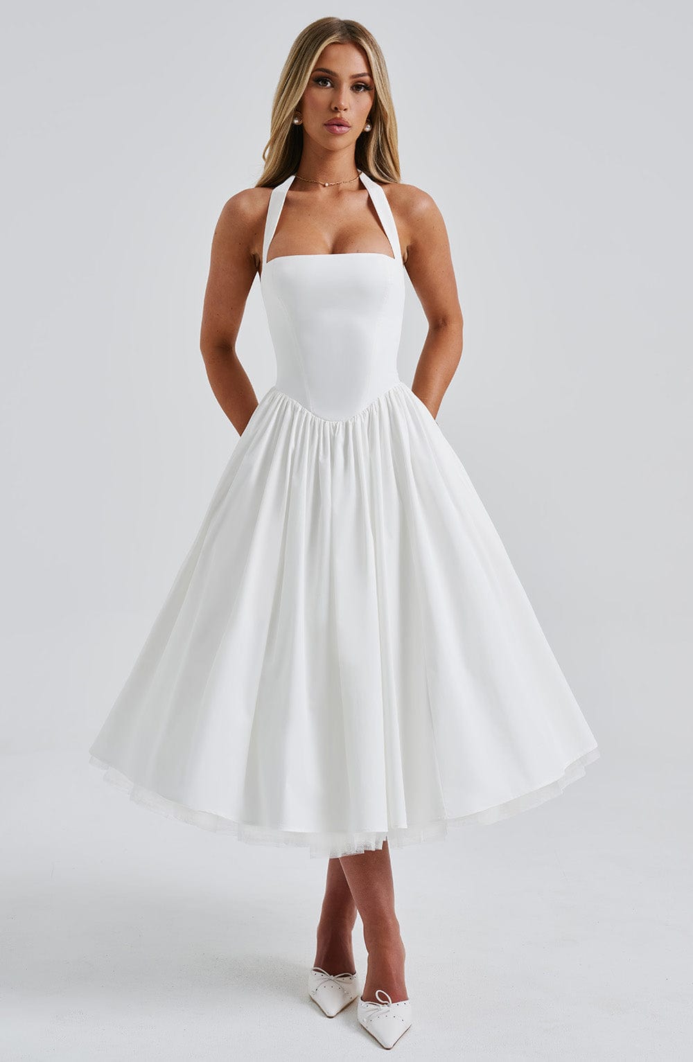 Helga | Damen Halter Midi Kleid für Hochzeitsgäste