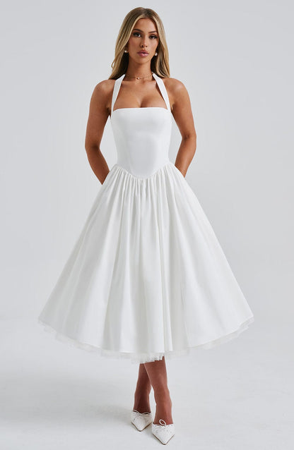 Helga | Damen Halter Midi Kleid für Hochzeitsgäste