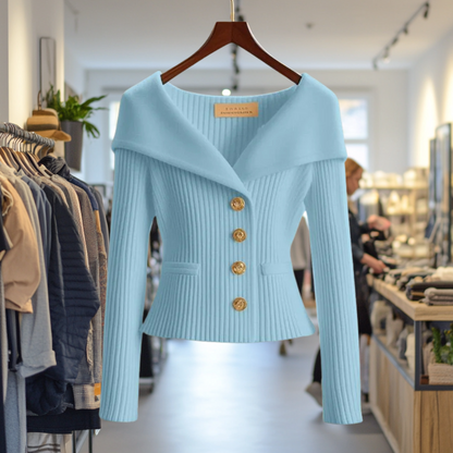 Daniela | Damen Modischer Gerippter Pullover mit Knöpfen