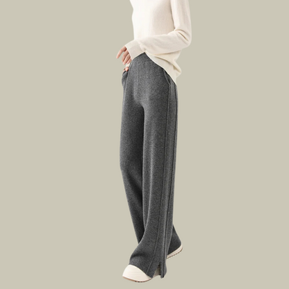 Claudia | Damen Klassische Wollhose mit Plissierter Vorderseite