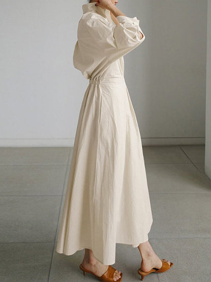 Karin | Damen Tailliertes Hemd Maxi Kleid