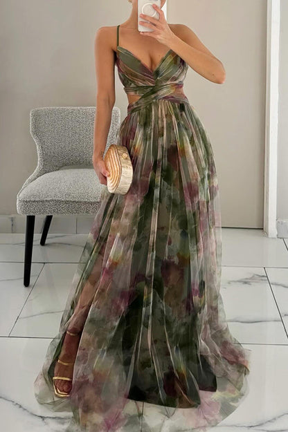 Leonie | Damen Falten-Maxi-Kleid
