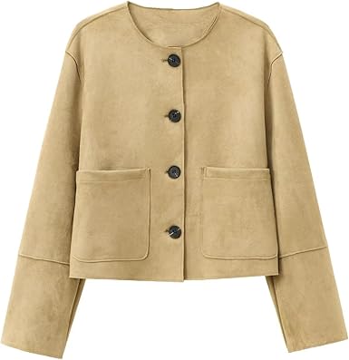 Jessica | Damen Schicke Jacke mit Rundhalsausschnitt und Knöpfen
