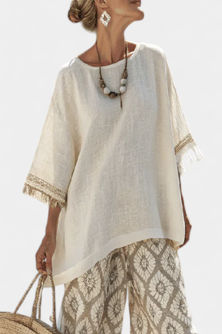 Sarah | Damen Boho-Zweiteiler mit Weiten Hosenbeinen