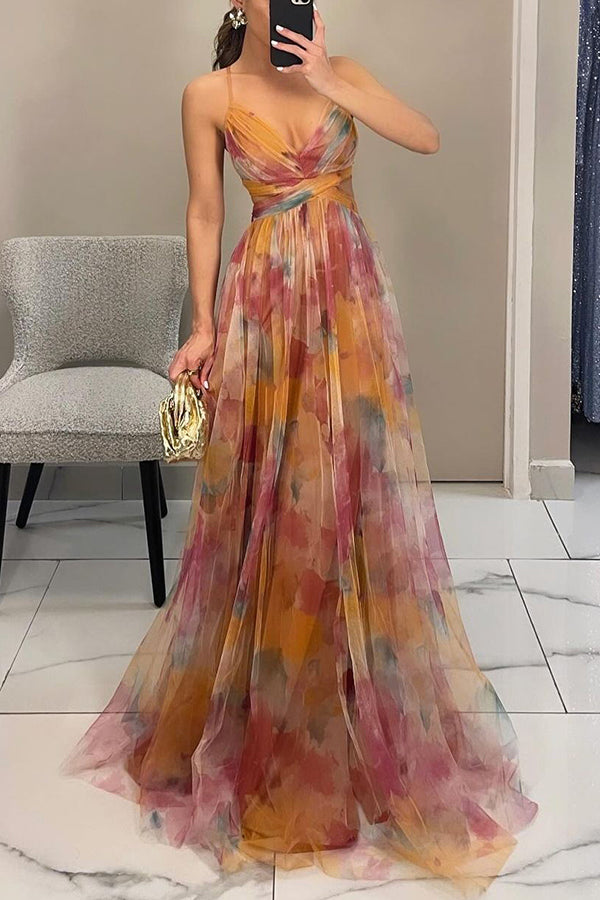 Leonie | Damen Falten-Maxi-Kleid